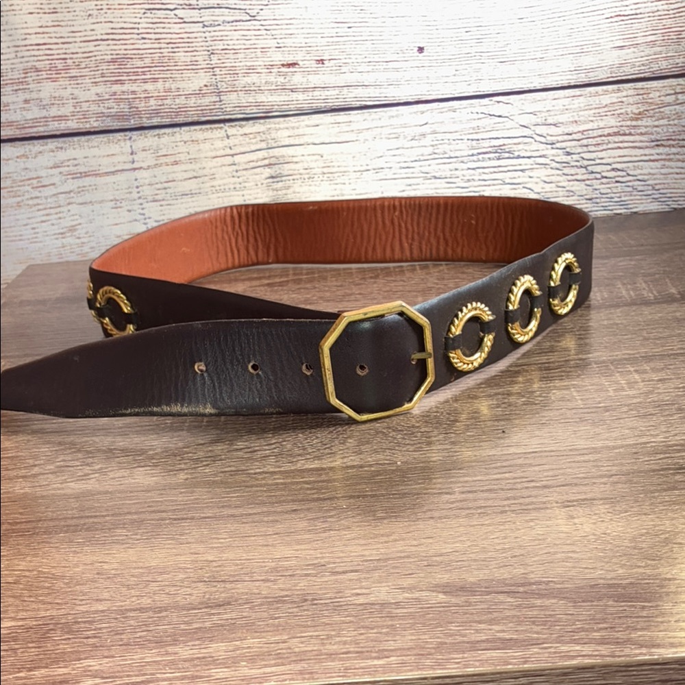 Vintage Steerhide belt 36 with Gold Accents